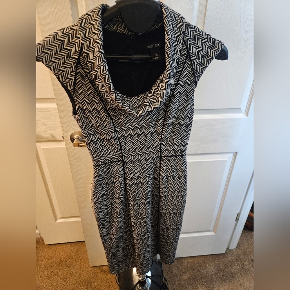 White House Black Market Monochrome Chevron Midi Dress